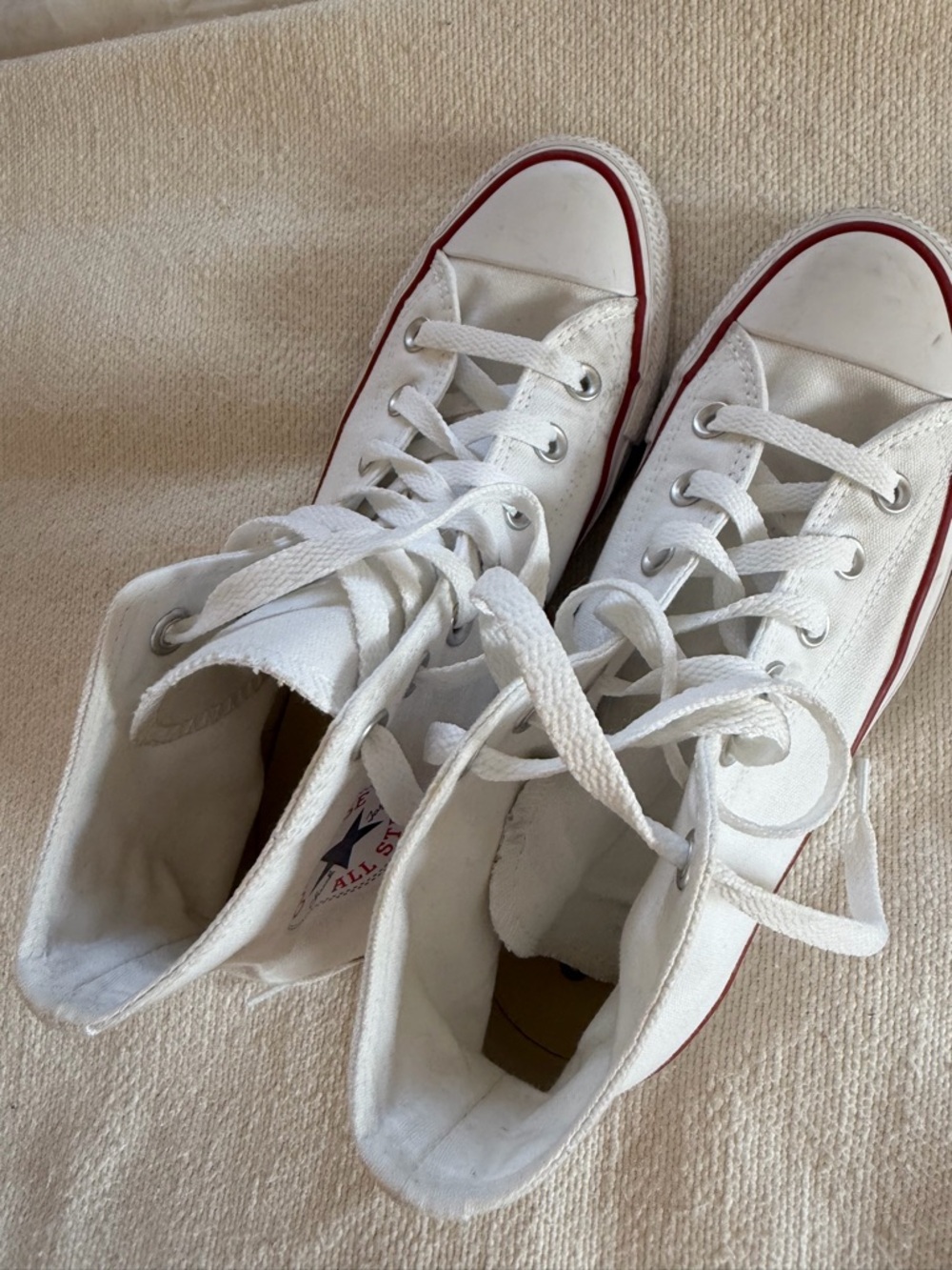 Converse White High-Top Sneakers with Red Accent